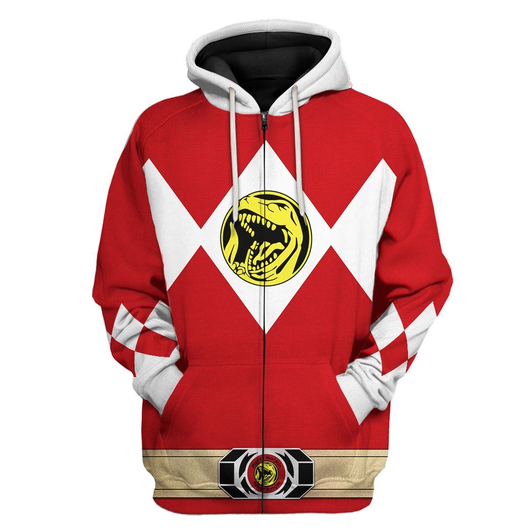 Mighty Morphin Power Ranger Red Costume Hoodie Sweatshirt T-Shirt Sweatpants Tracksuit - Stormmerch Exclusive