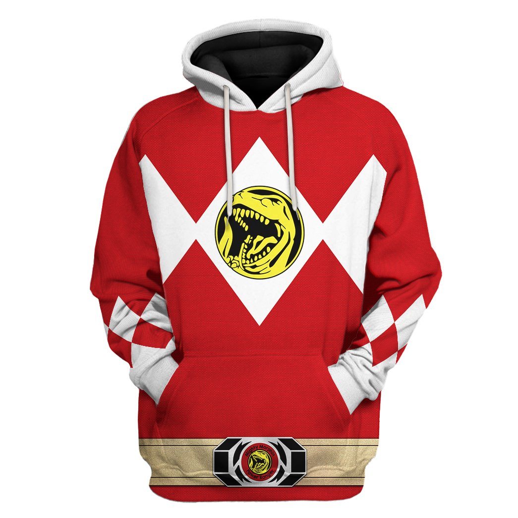 Mighty Morphin Power Ranger Red Costume Hoodie Sweatshirt T-Shirt Sweatpants Tracksuit - Stormmerch Exclusive