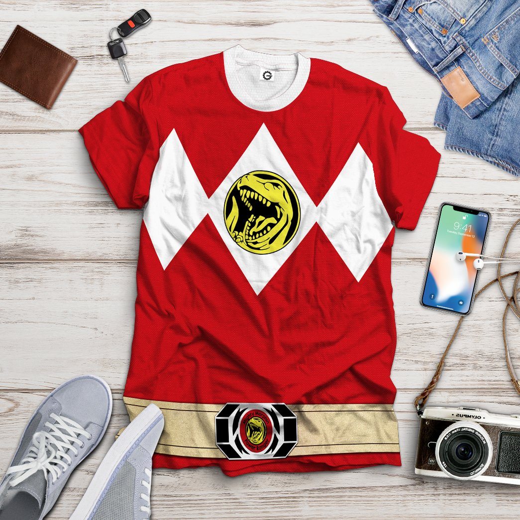 Mighty Morphin Power Ranger Red Costume Hoodie Sweatshirt T-Shirt Sweatpants Tracksuit - Stormmerch Exclusive
