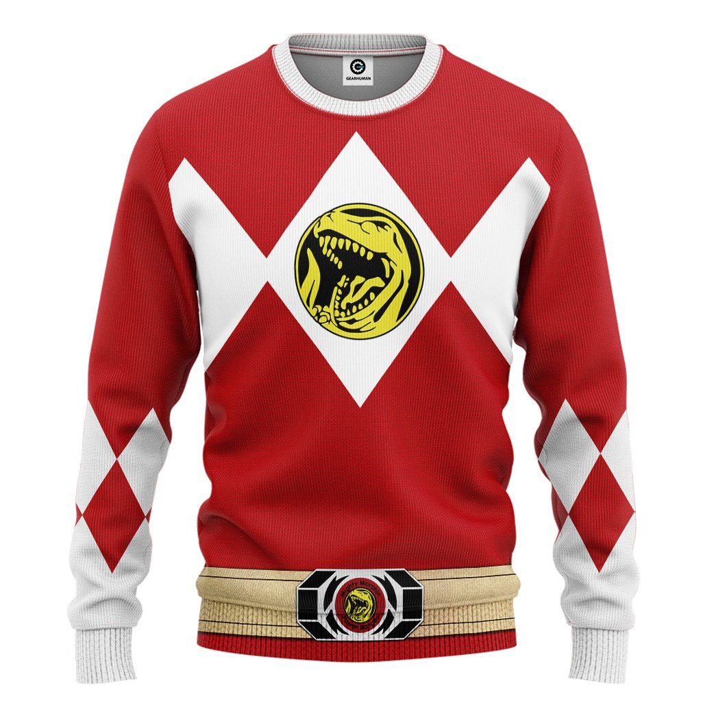 Mighty Morphin Power Ranger Red Costume Hoodie Sweatshirt T-Shirt Sweatpants Tracksuit - Stormmerch Exclusive