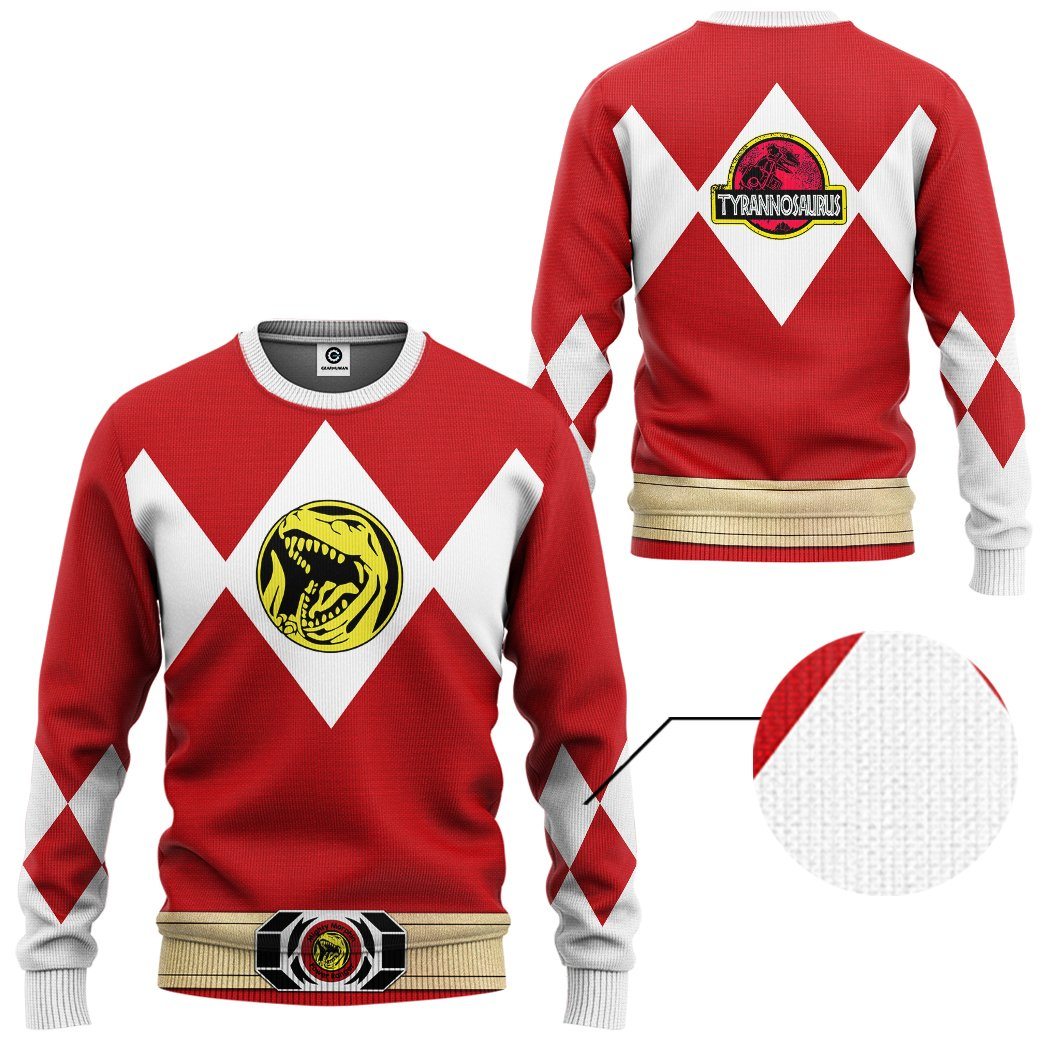 Mighty Morphin Power Ranger Red Costume Hoodie Sweatshirt T-Shirt Sweatpants Tracksuit - Stormmerch Exclusive