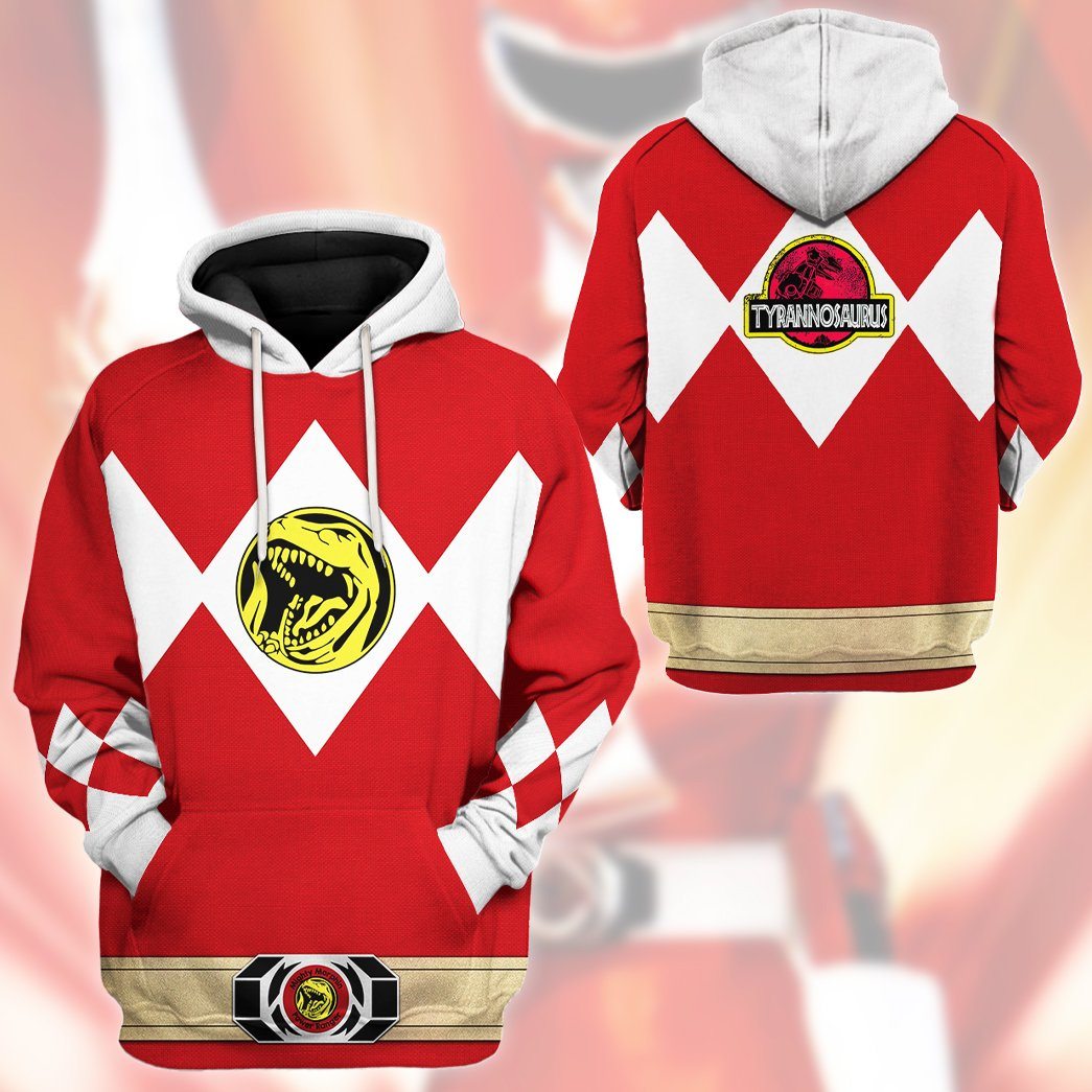 Mighty Morphin Power Ranger Red Costume Hoodie Sweatshirt T-Shirt Sweatpants Tracksuit - Stormmerch Exclusive