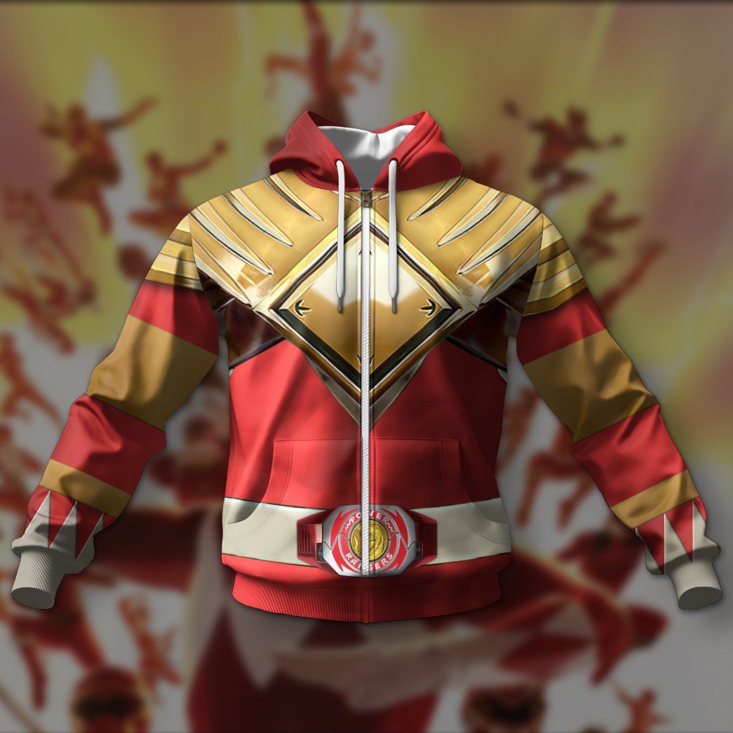 Mighty Morphin Red 2 Power Rangers Costume Hoodie Sweatshirt T-Shirt Sweatpants Tracksuit - Stormmerch Exclusive