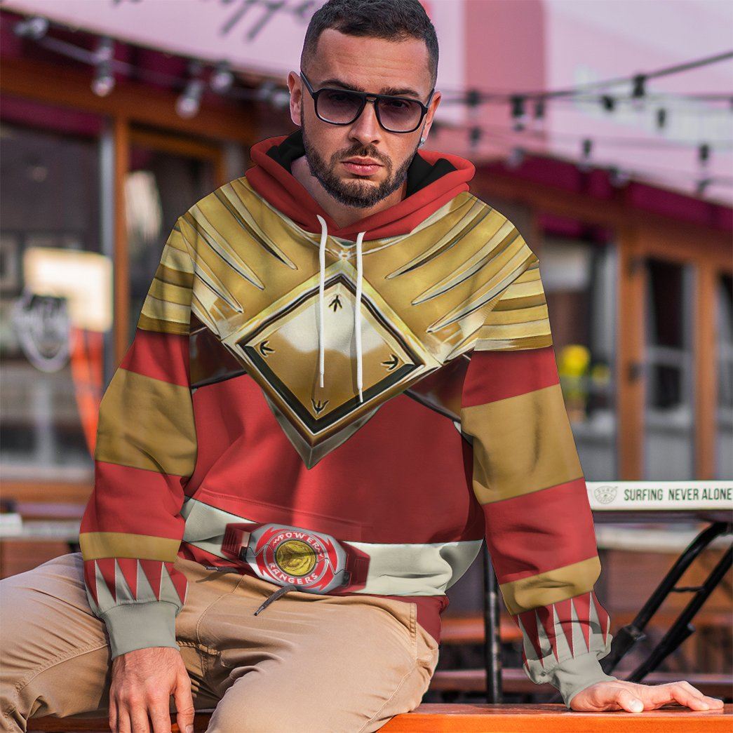 Mighty Morphin Red 2 Power Rangers Costume Hoodie Sweatshirt T-Shirt Sweatpants Tracksuit - Stormmerch Exclusive