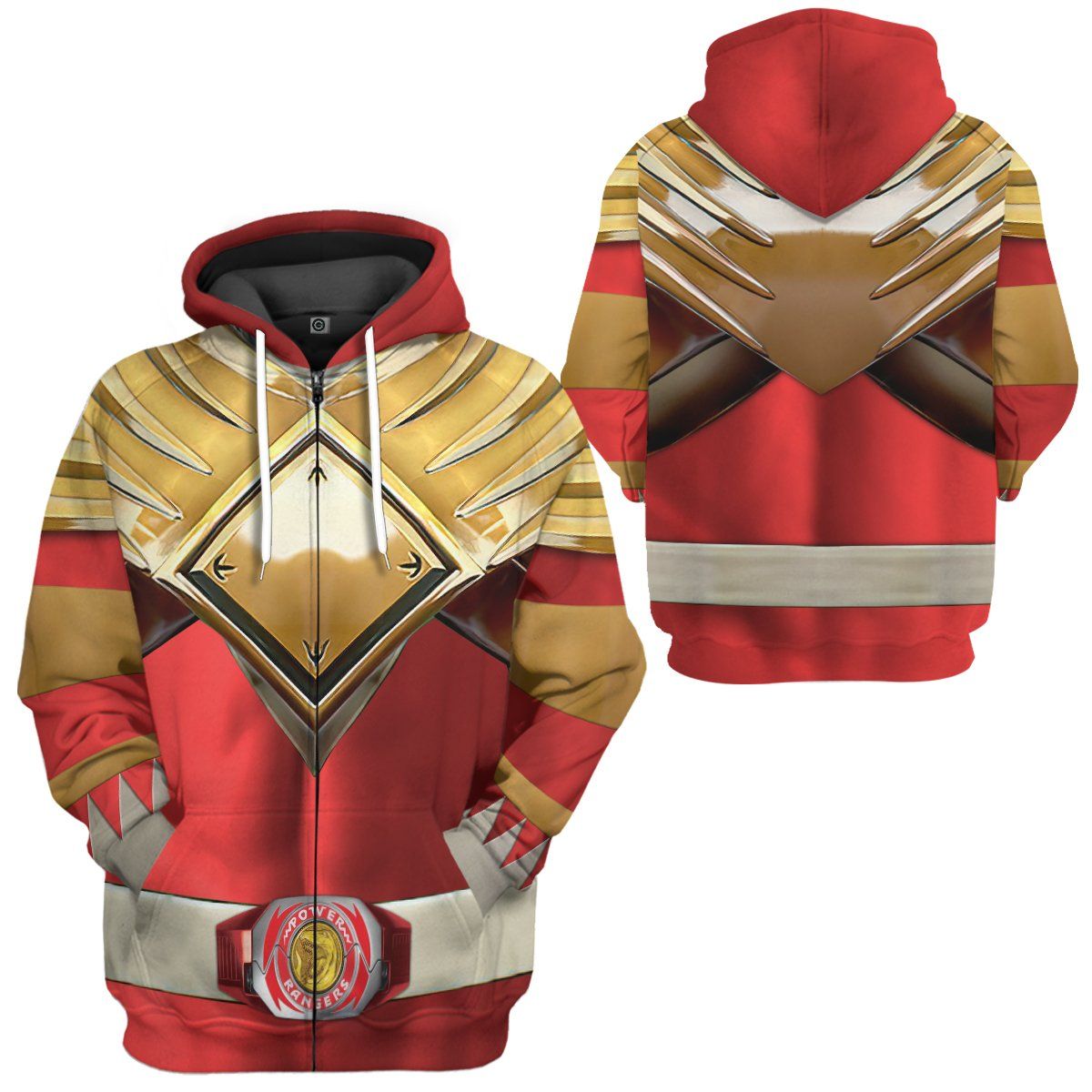 Mighty Morphin Red 2 Power Rangers Costume Hoodie Sweatshirt T-Shirt Sweatpants Tracksuit - Stormmerch Exclusive