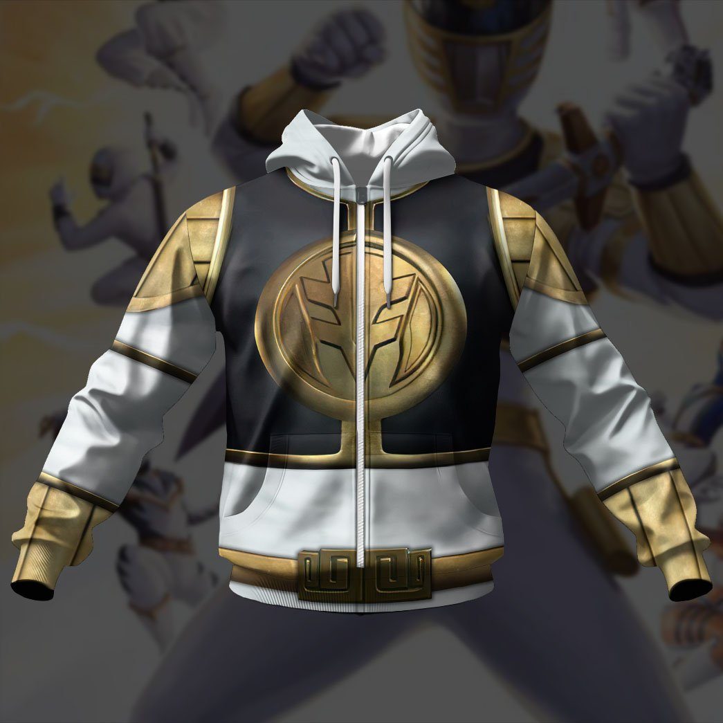 Mighty Morphin White Power Rangers Costume Hoodie Sweatshirt T-Shirt Sweatpants Tracksuit - Stormmerch Exclusive