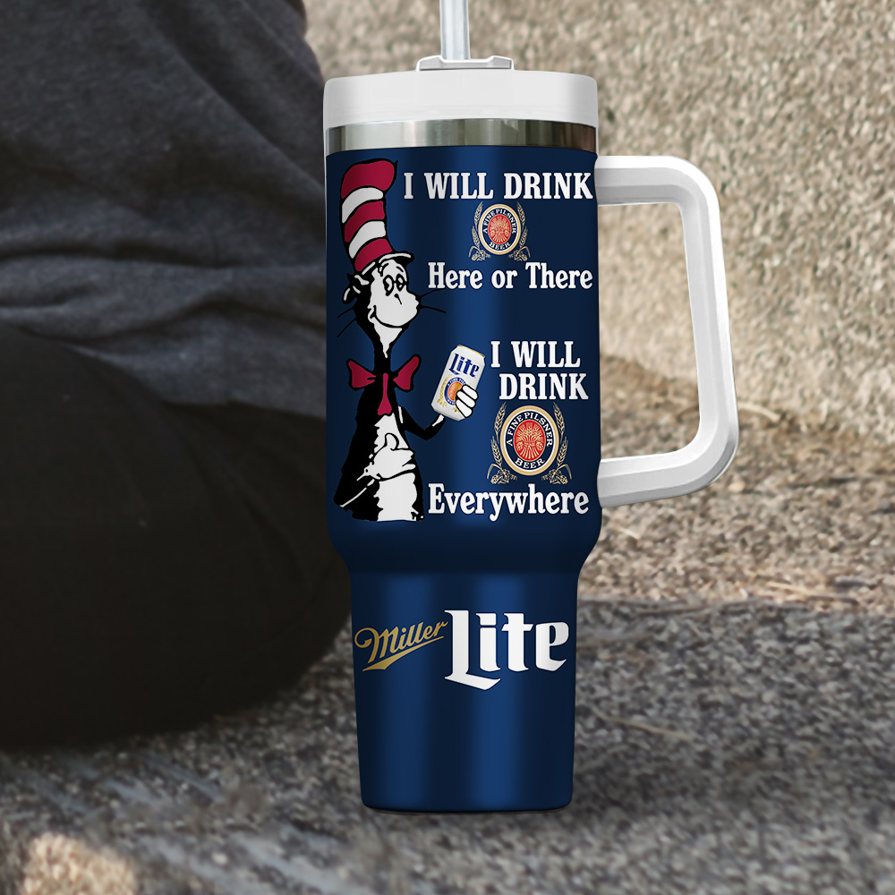 Miller Lite Drinks Custom Stanley Cup 40 oz 30 oz Tumbler With Handle
