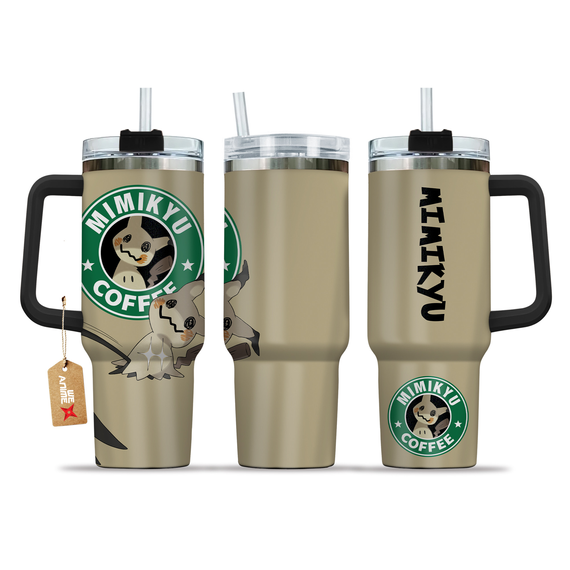 Mimikyu Coffee Pokemon Anime Custom Stanley Cup 40 oz 30 oz Tumbler With Handle
