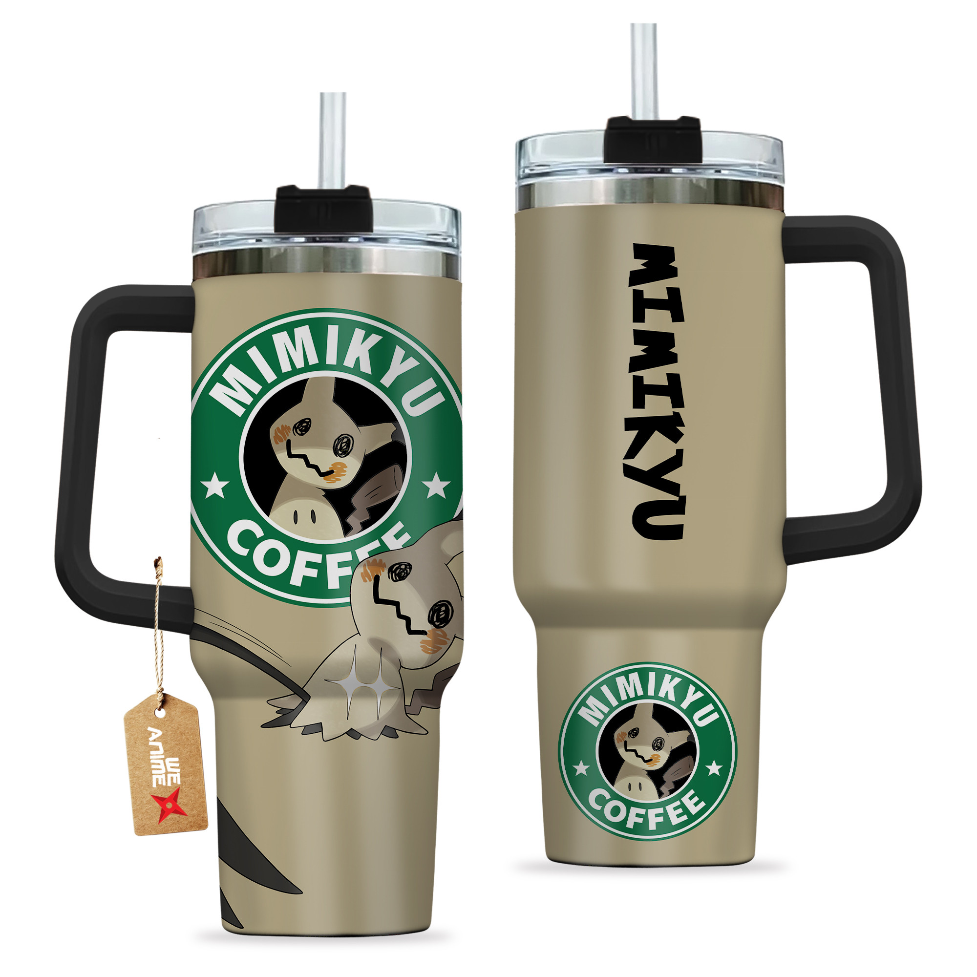 Mimikyu Coffee Pokemon Anime Custom Stanley Cup 40 oz 30 oz Tumbler With Handle