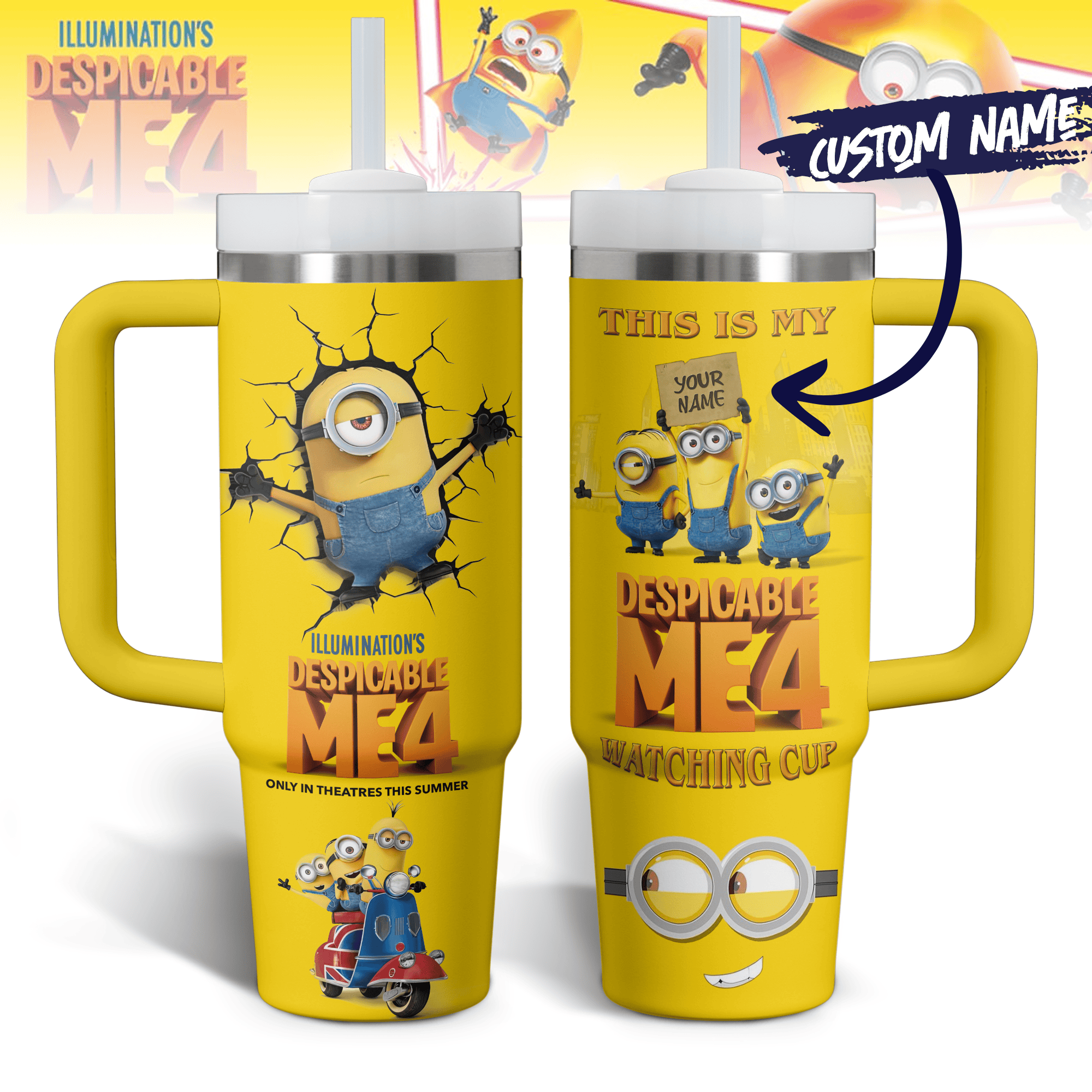 Minions Cartoon Custom Stanley Cup 40 oz 30 oz Tumbler With Handle