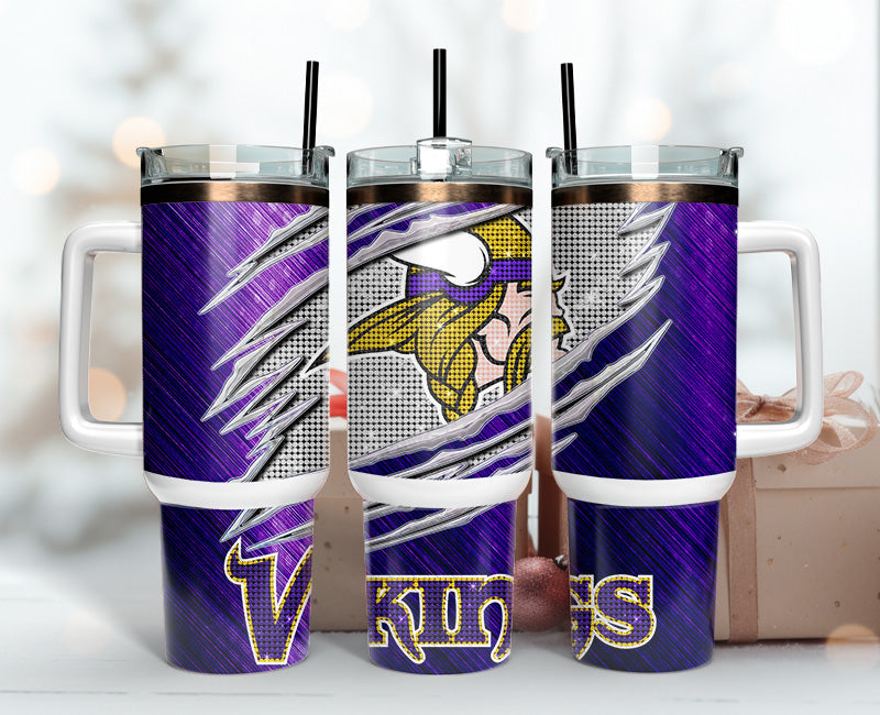 Minnesota Vikings NFL Bling Effect Custom Stanley Cup 40 oz 30 oz Tumbler With Handle
