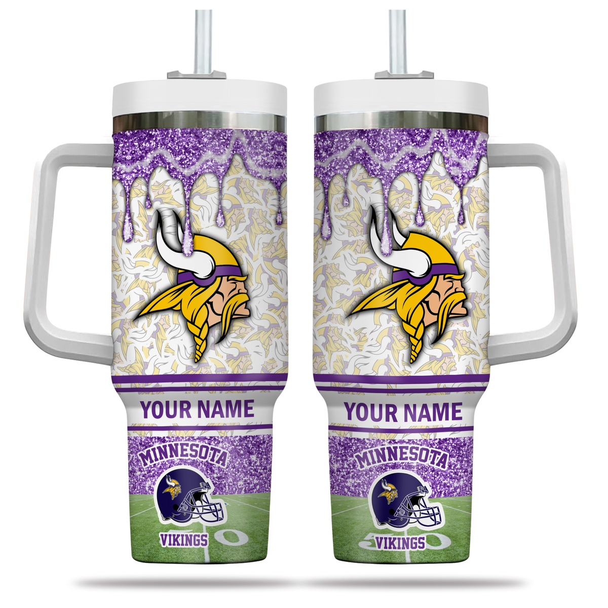 Minnesota Vikings NFL Glitter Custom Stanley Cup 40 oz 30 oz Tumbler With Handle
