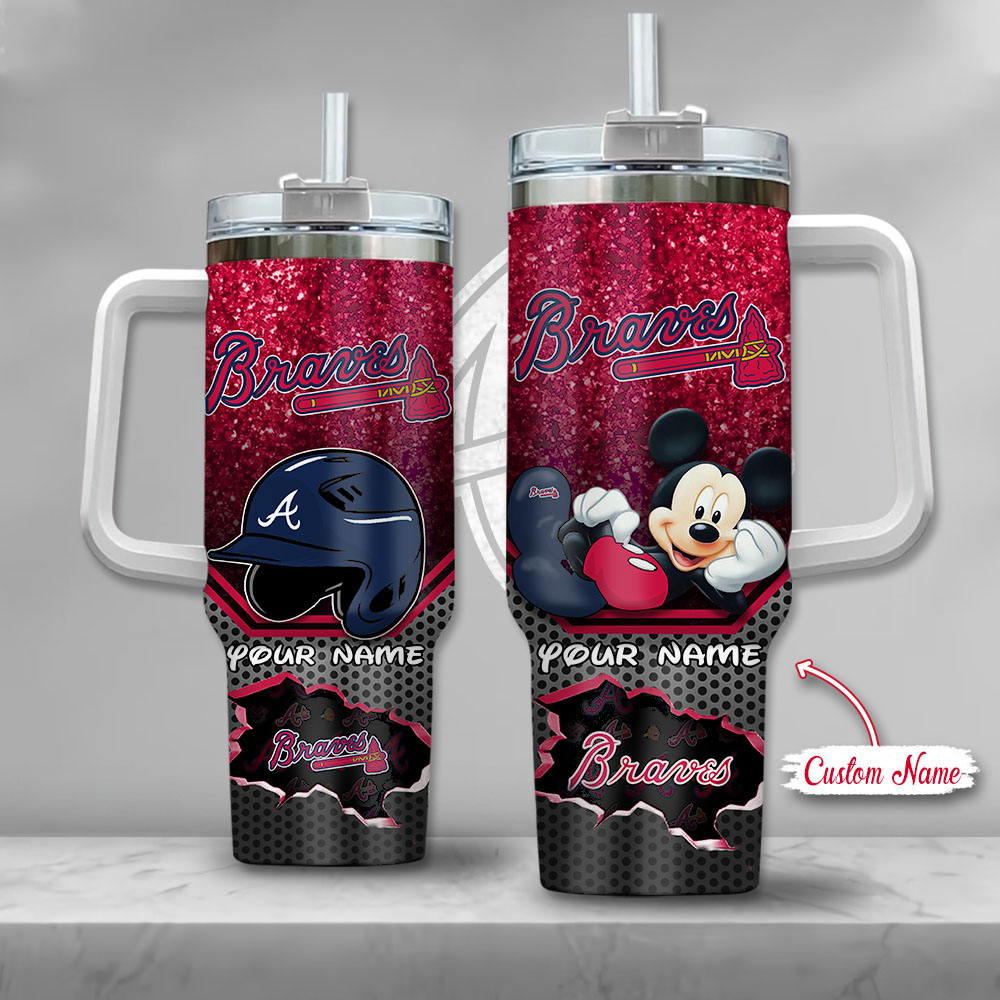 MLB Atlanta Braves Mickey Mouse Custom Stanley Cup 40 oz 30 oz Tumbler With Handle