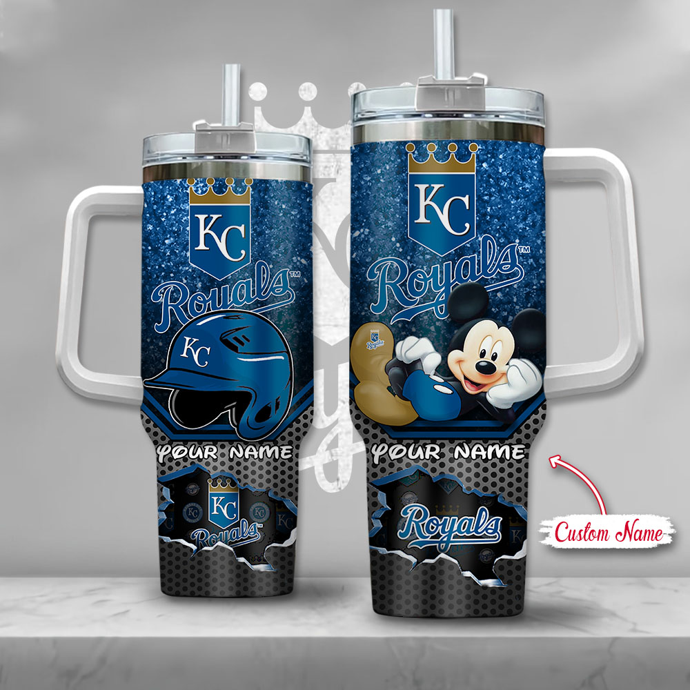 MLB Kansas City Royals Mickey Mouse Custom Stanley Cup 40 oz 30 oz Tumbler With Handle