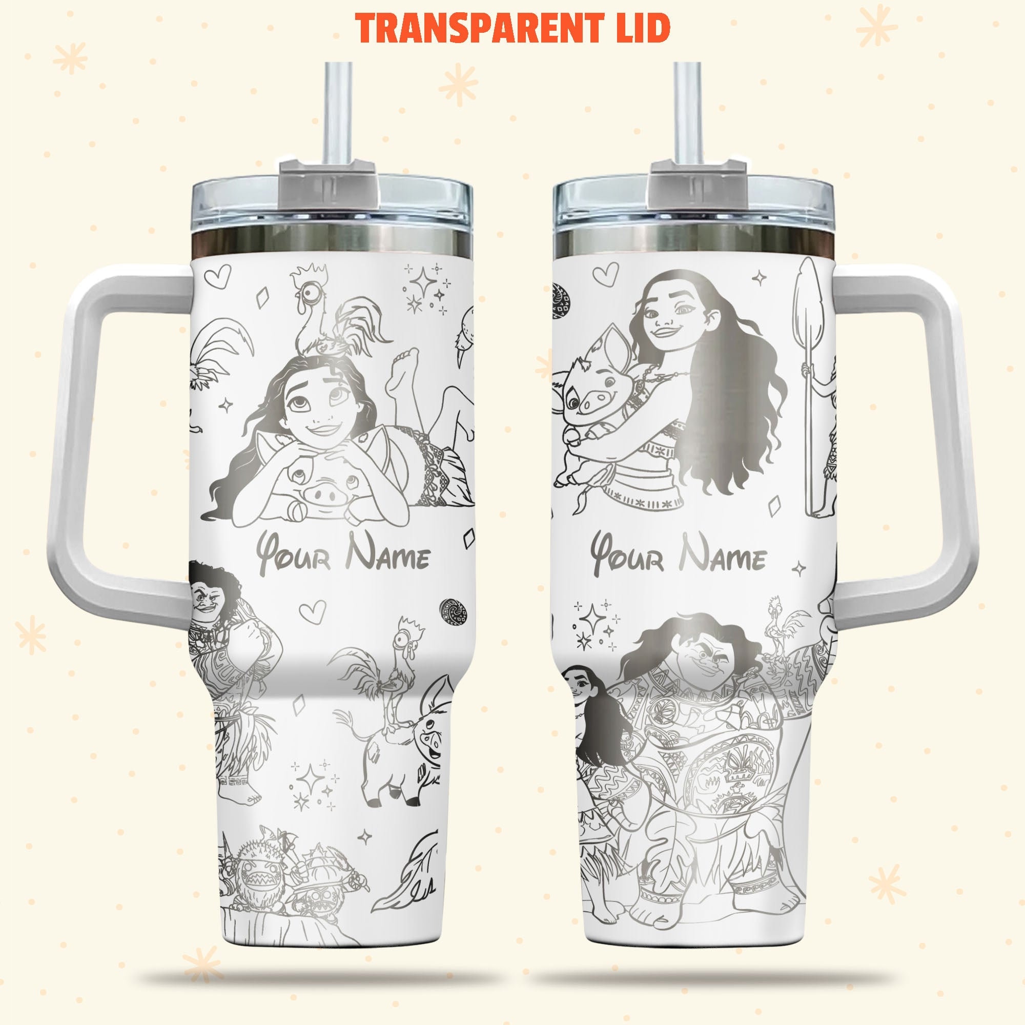 Moana Disney Cartoon Custom Stanley Cup 40 oz 30 oz Tumbler With Handle