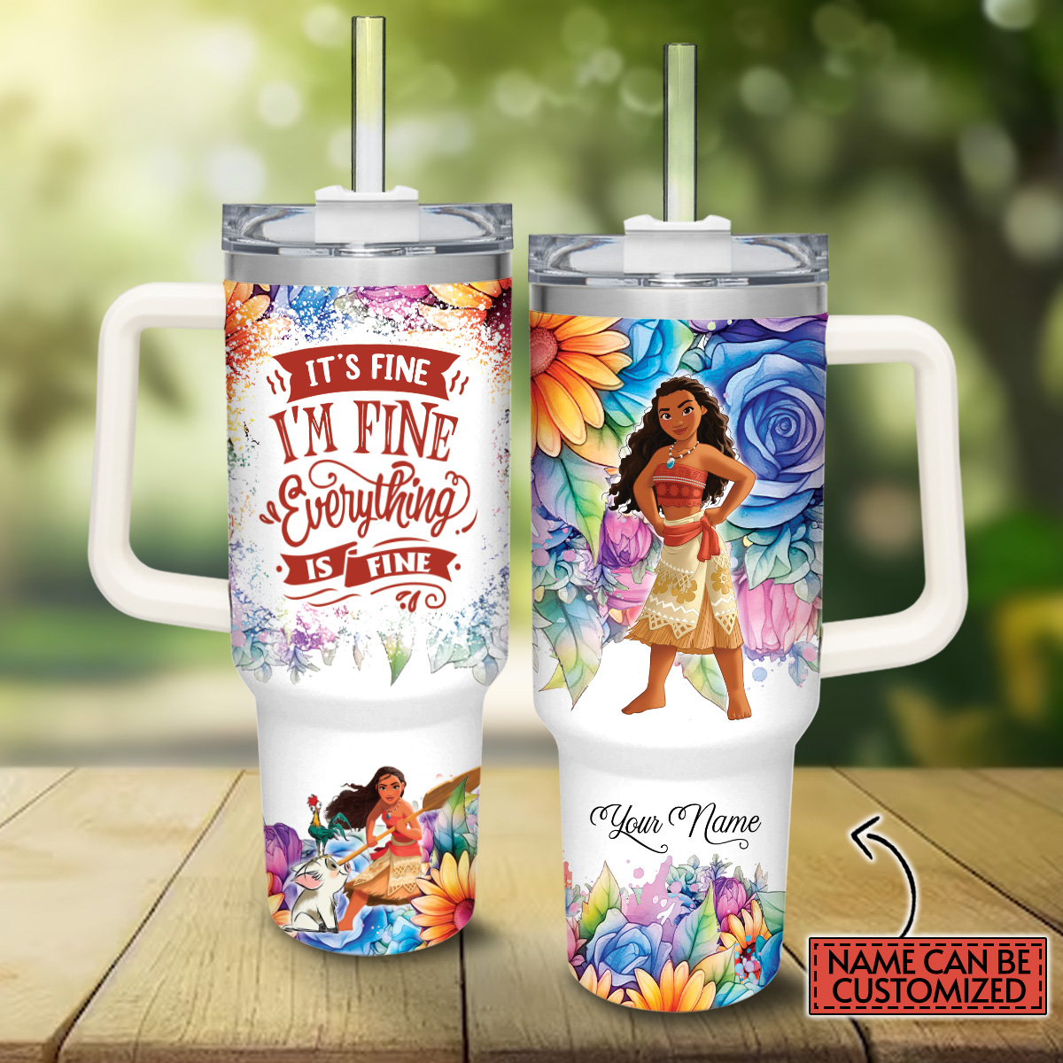 Moana Disney Princess Cartoon Custom Stanley Cup 40 oz 30 oz Tumbler With Handle