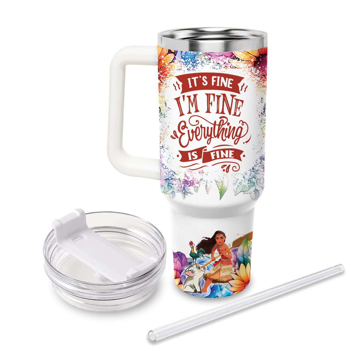 Moana Disney Princess Cartoon Custom Stanley Cup 40 oz 30 oz Tumbler With Handle