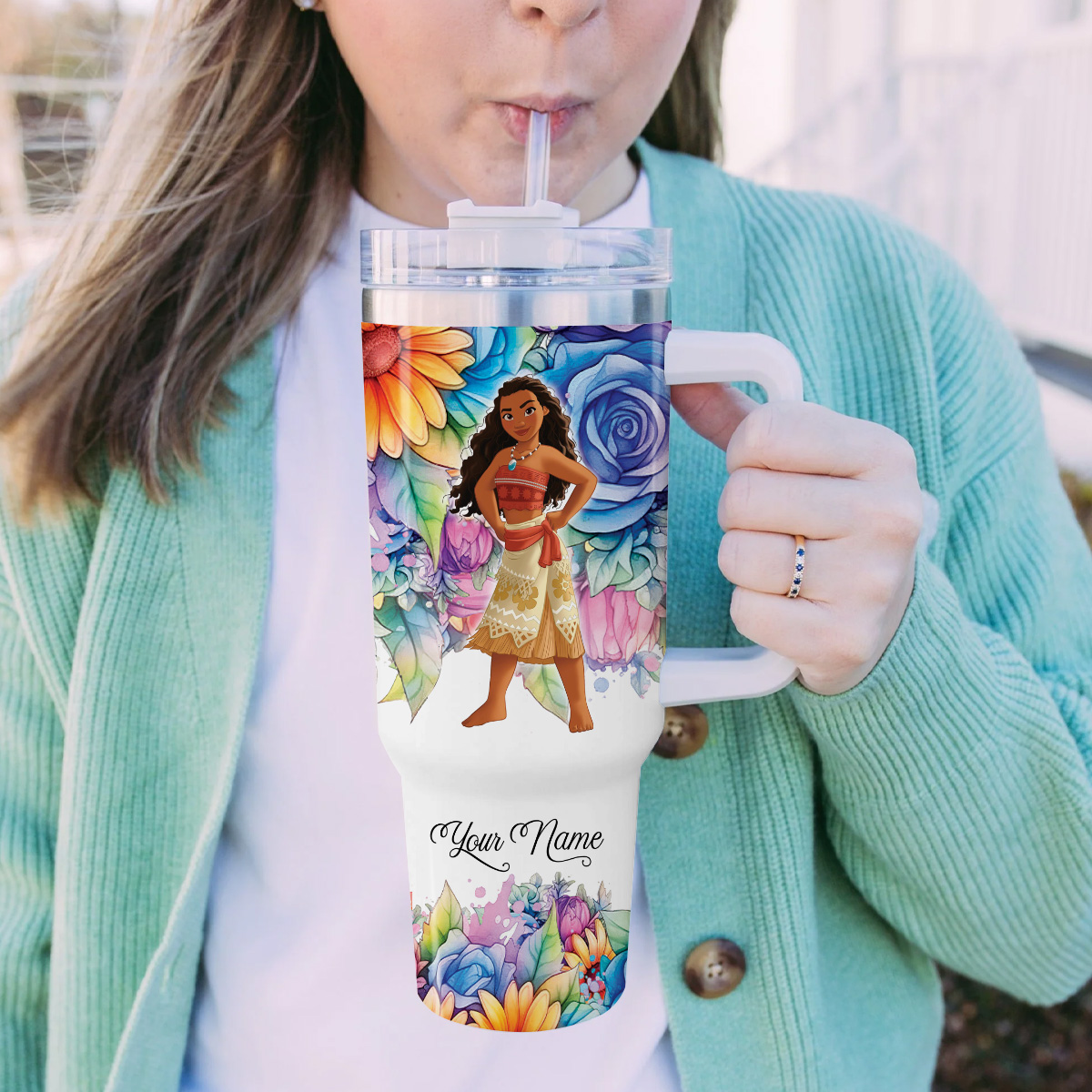 Moana Disney Princess Cartoon Custom Stanley Cup 40 oz 30 oz Tumbler With Handle