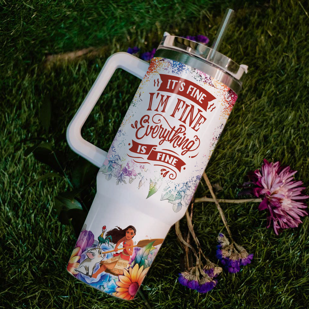 Moana Disney Princess Cartoon Custom Stanley Cup 40 oz 30 oz Tumbler With Handle