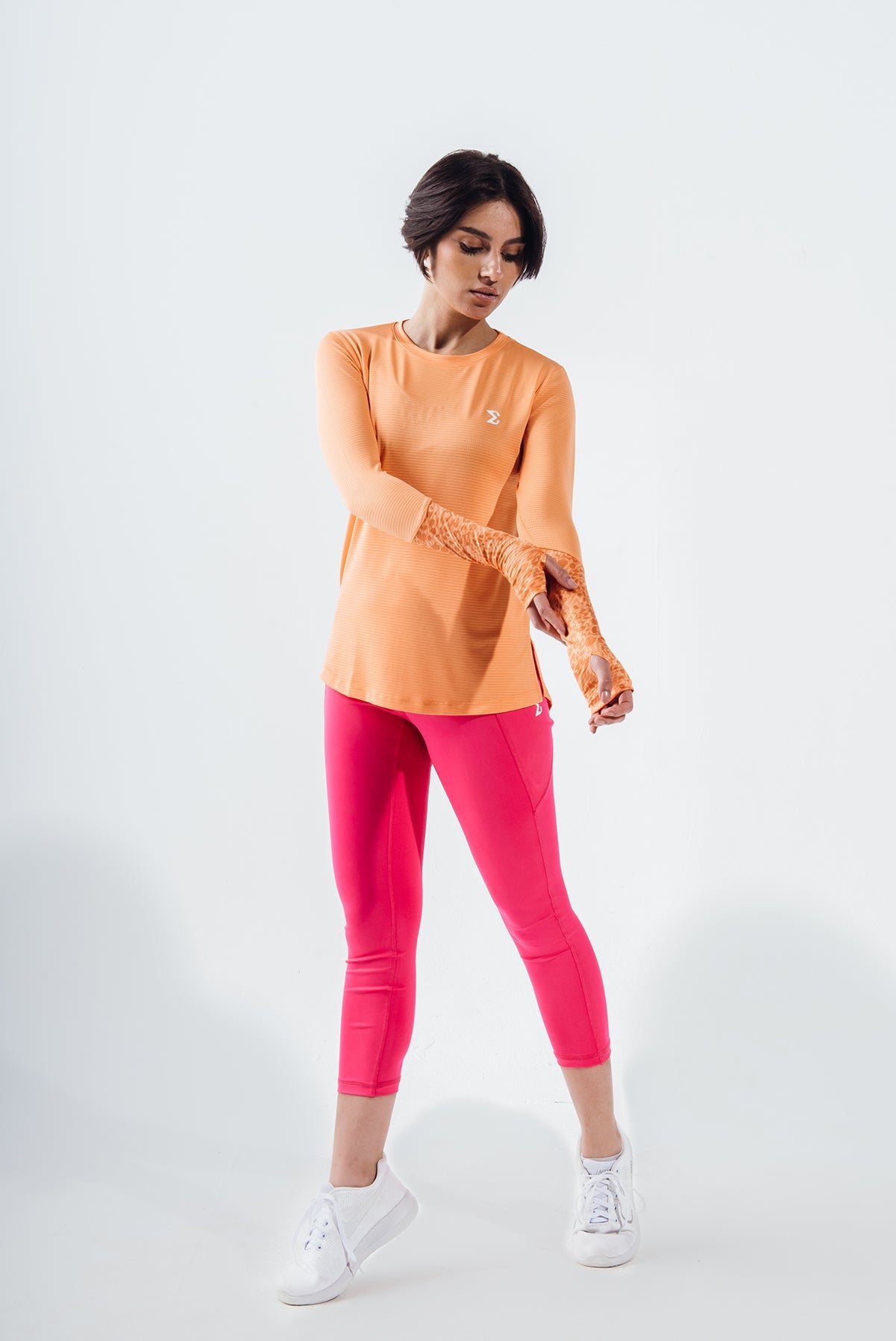 Mock Orange Basic Gym Sport Workout Long Sleeve T-Shirt