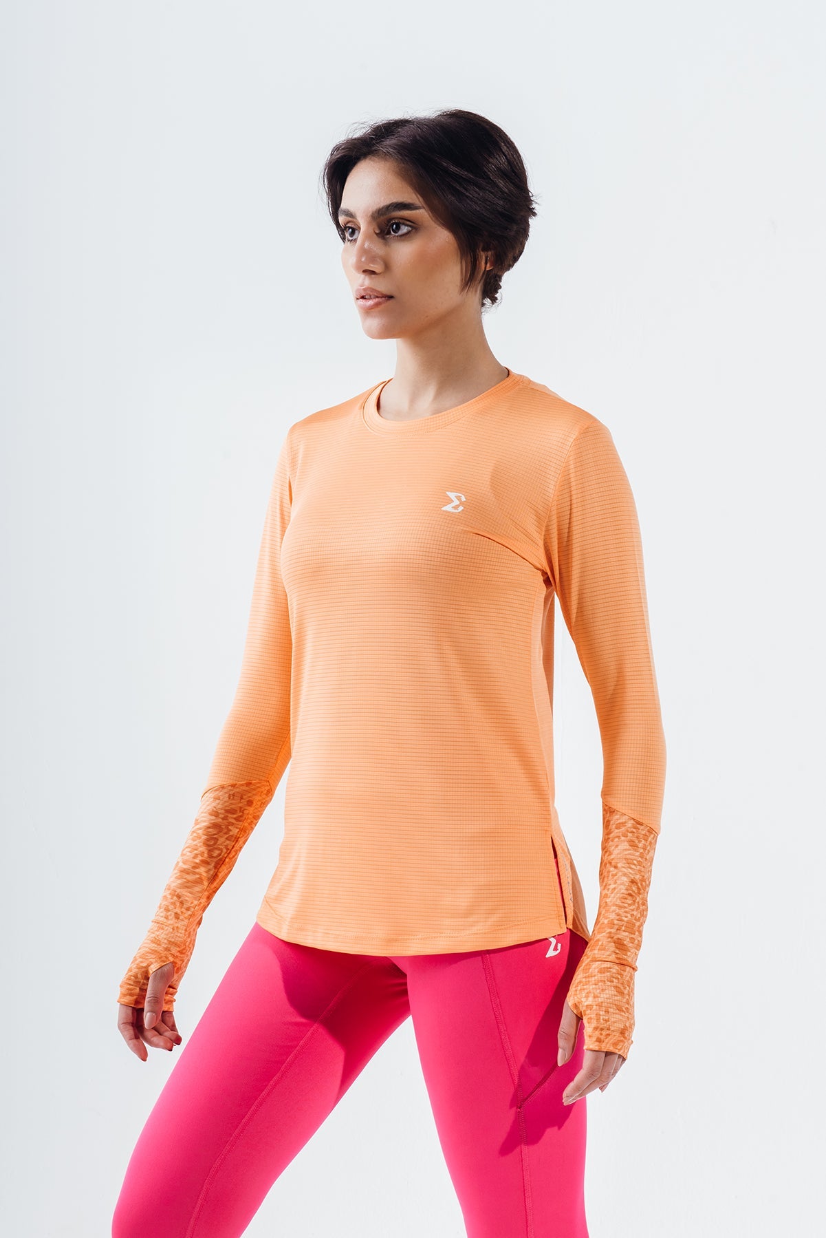 Mock Orange Basic Gym Sport Workout Long Sleeve T-Shirt