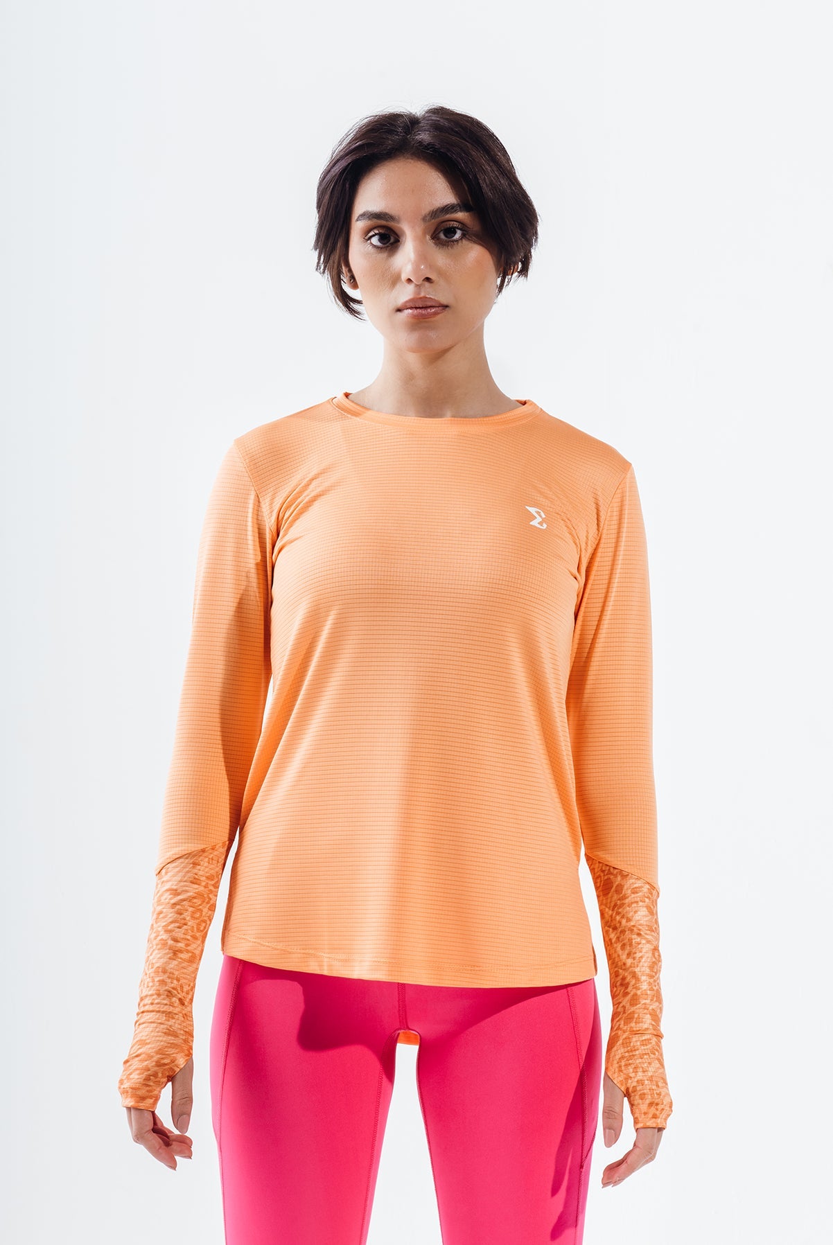 Mock Orange Basic Gym Sport Workout Long Sleeve T-Shirt