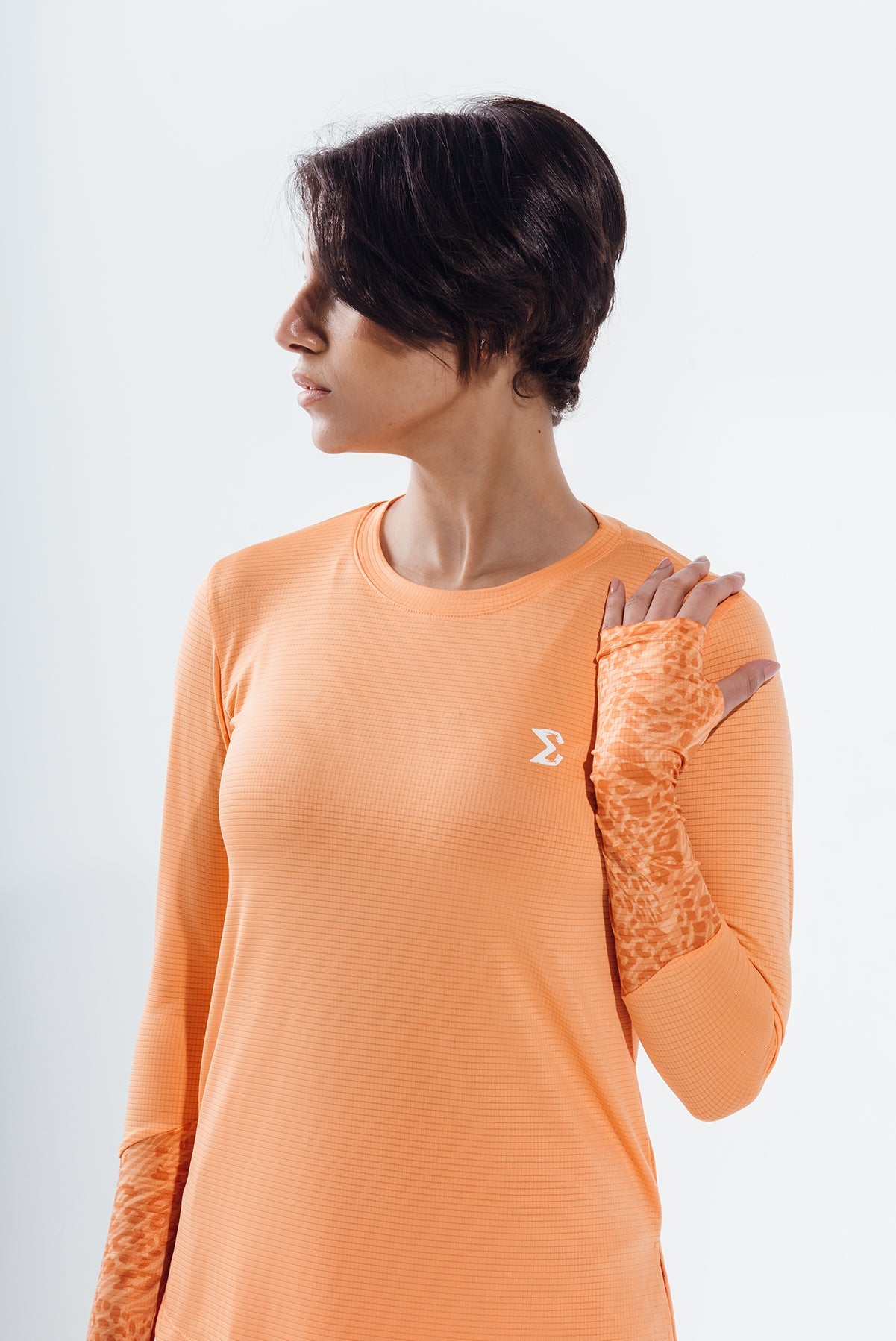 Mock Orange Basic Gym Sport Workout Long Sleeve T-Shirt