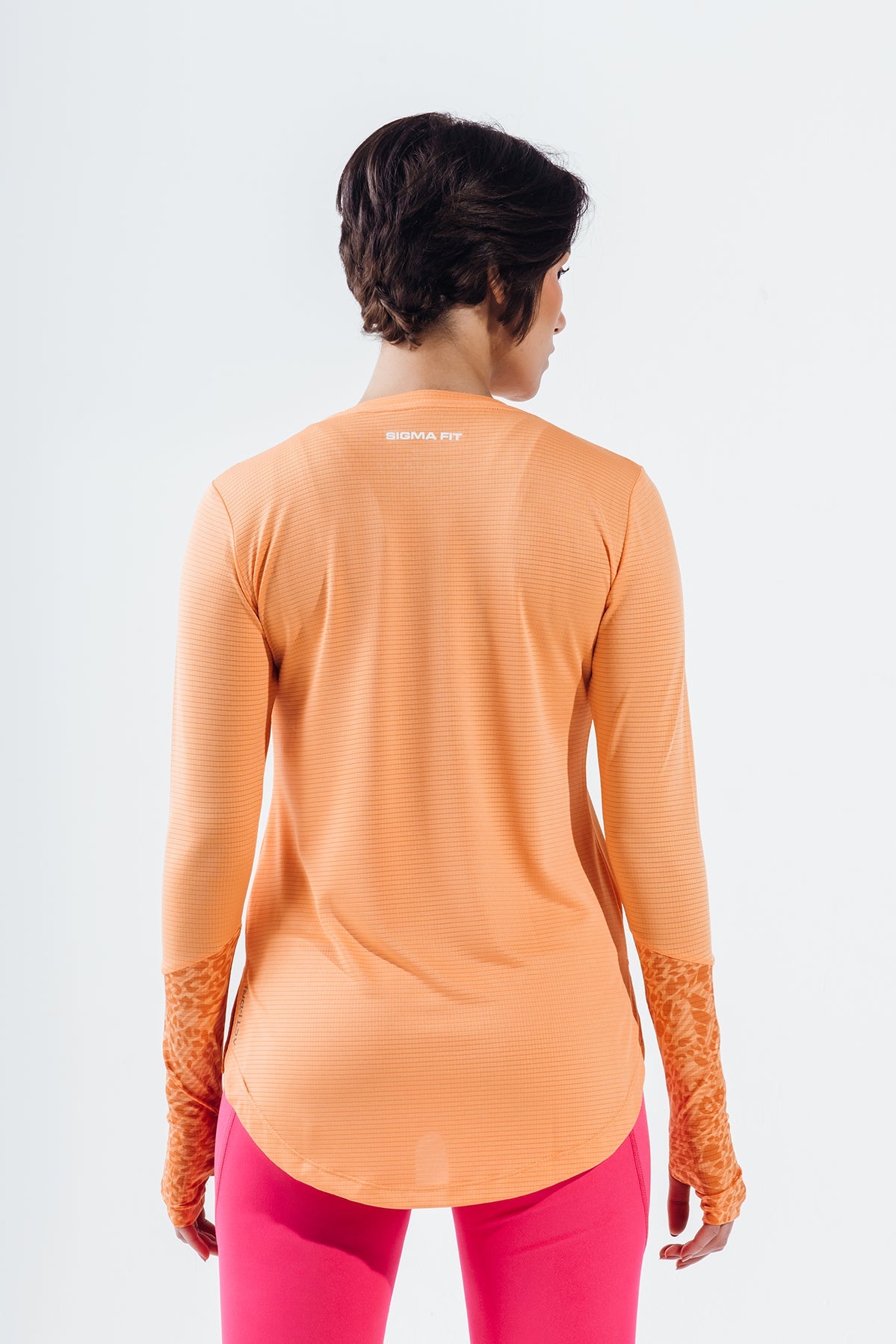 Mock Orange Basic Gym Sport Workout Long Sleeve T-Shirt