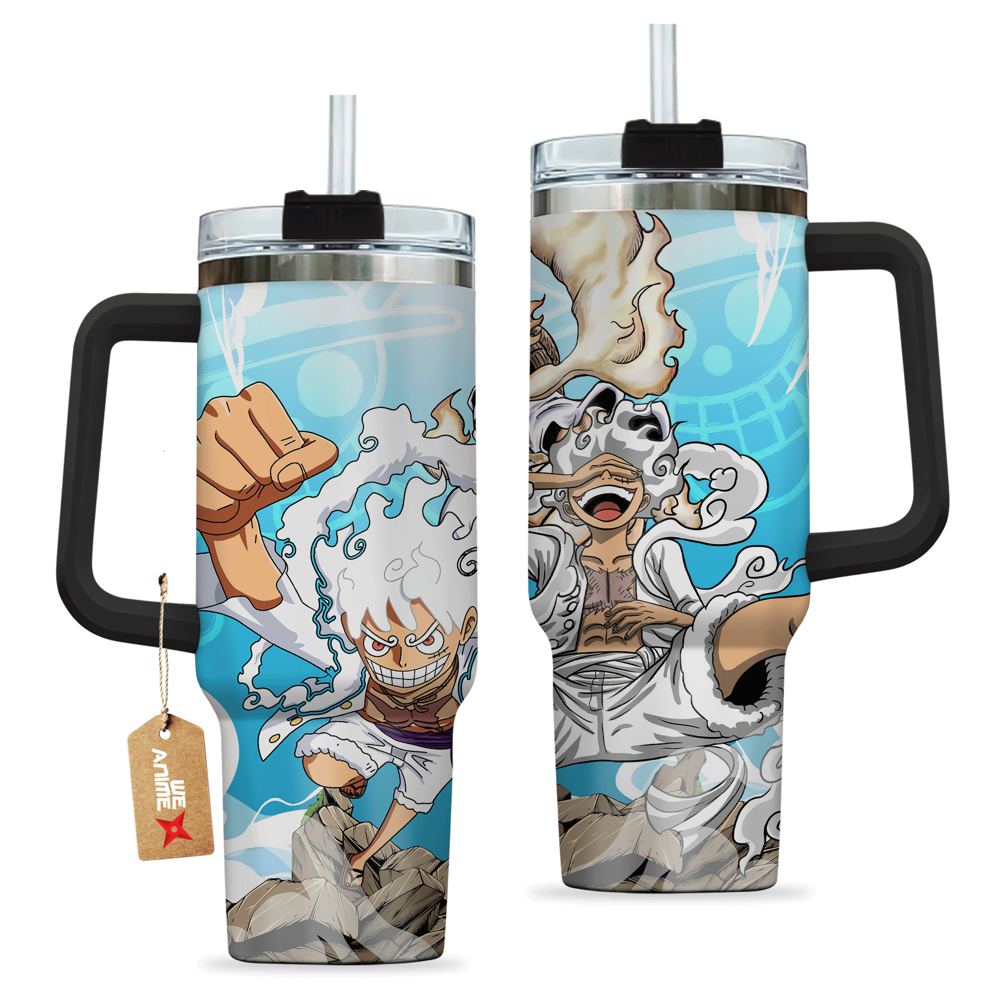 Monkey D. Luffy Gear 5 One Piece Anime Custom Stanley Cup 40 oz 30 oz Tumbler With Handle