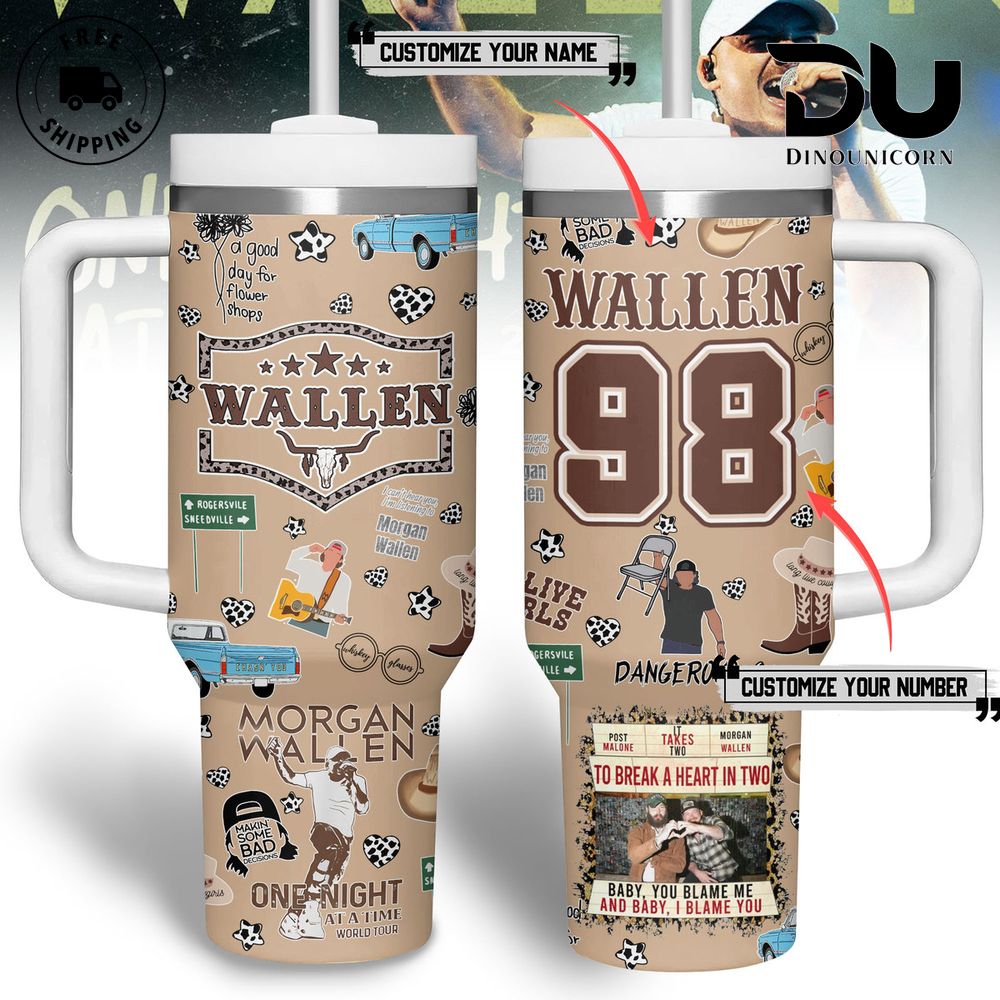 Morgan Wallen Music Custom Stanley Cup 40 oz 30 oz Tumbler With Handle