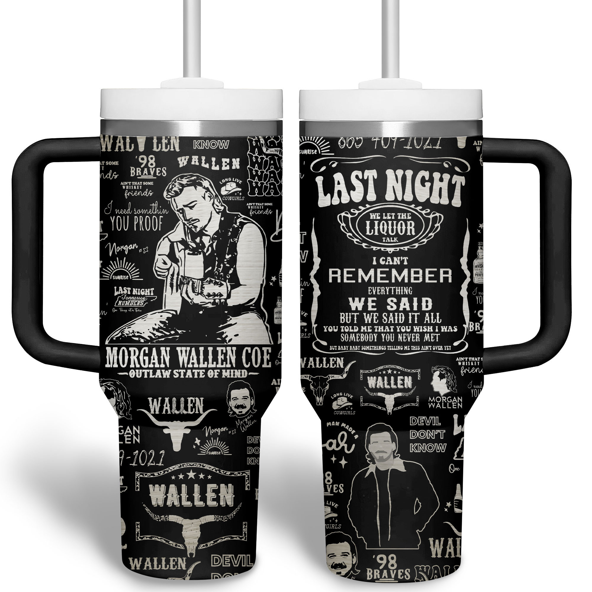 Morgan Wallen Music Custom Stanley Cup 40 oz 30 oz Tumbler With Handle