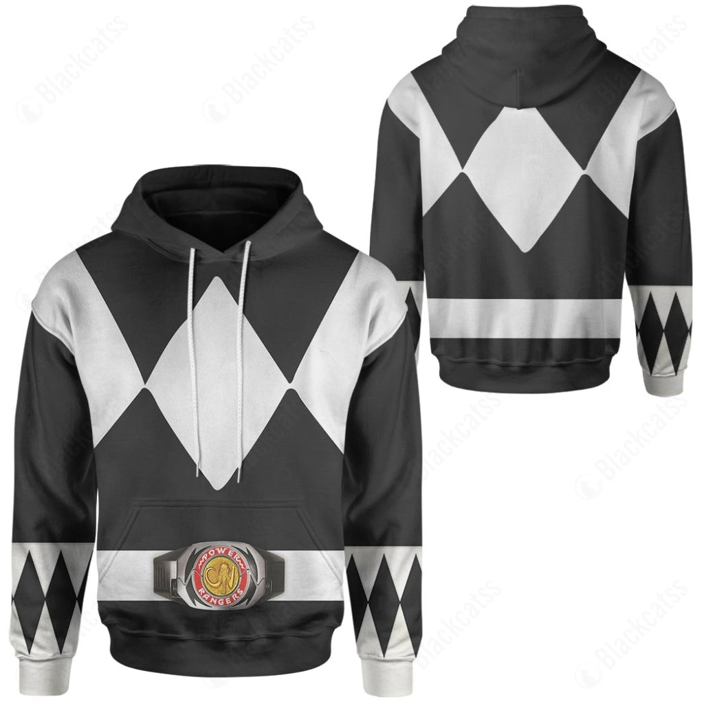 Movie Mighty Morphin Black Power Rangers Costume Hoodie Sweatshirt T-Shirt Sweatpants Tracksuit - Stormmerch Exclusive