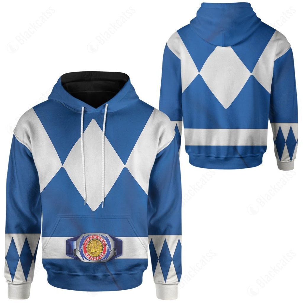 Movie Mighty Morphin Blue Power Rangers Costume Hoodie Sweatshirt T-Shirt Sweatpants Tracksuit - Stormmerch Exclusive