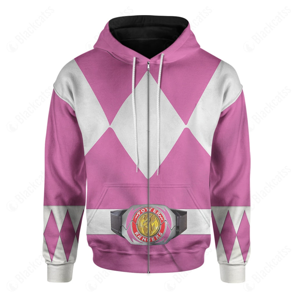 Movie Mighty Morphin Pink Power Rangers Costume Hoodie Sweatshirt T-Shirt Sweatpants Tracksuit - Stormmerch Exclusive
