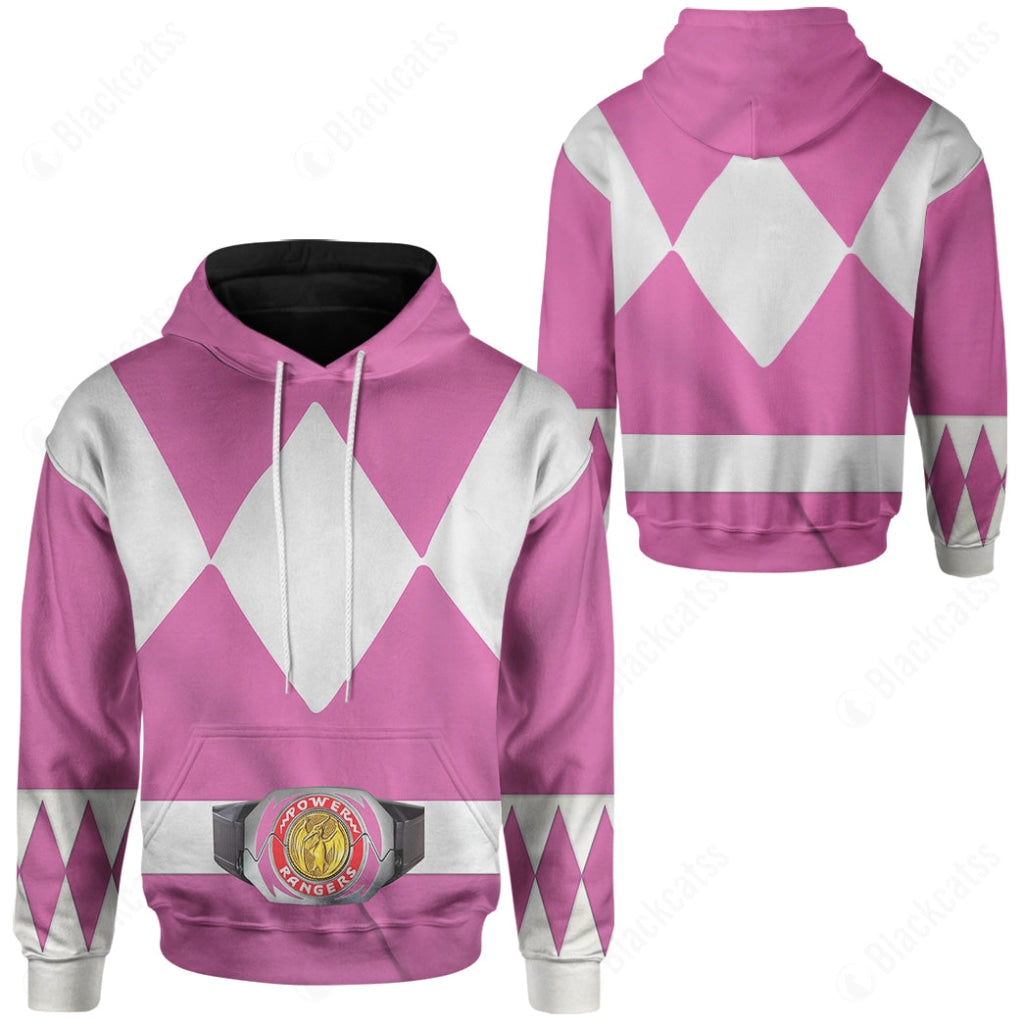 Movie Mighty Morphin Pink Power Rangers Costume Hoodie Sweatshirt T-Shirt Sweatpants Tracksuit - Stormmerch Exclusive