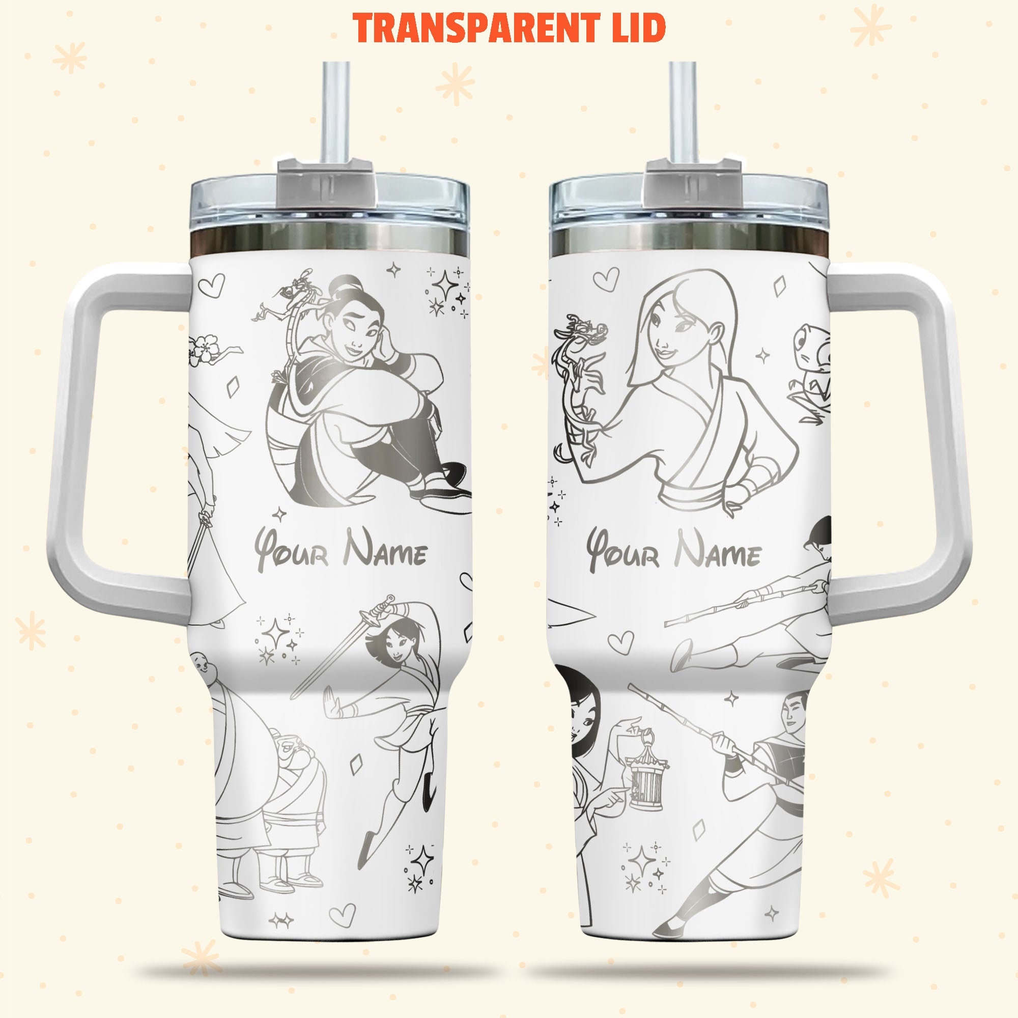 Mulan Disney Cartoon Custom Stanley Cup 40 oz 30 oz Tumbler With Handle
