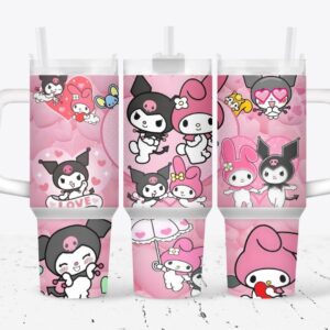 My Melody and Kuromi Valentines Gift Sanrio Cartoon Custom Stanley Cup 40 oz 30 oz Tumbler With Handle