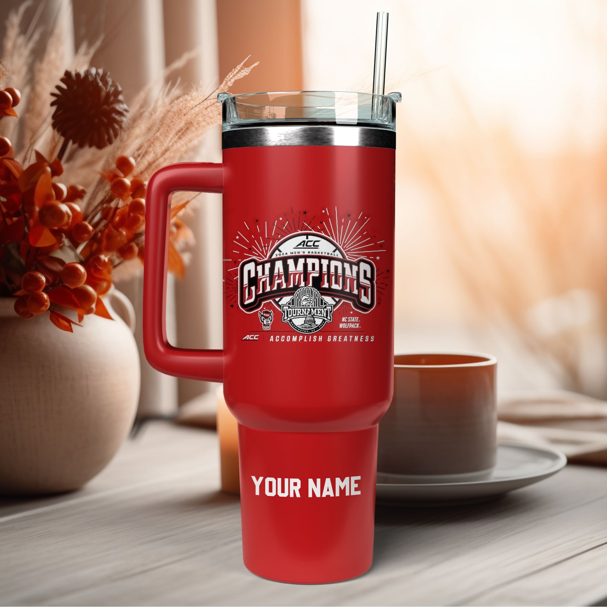 NC State Wolfpack 2024 ACC Men’s Basketball Tournament Champions NCAA Custom Stanley Cup 40 oz 30 oz Tumbler With Handle