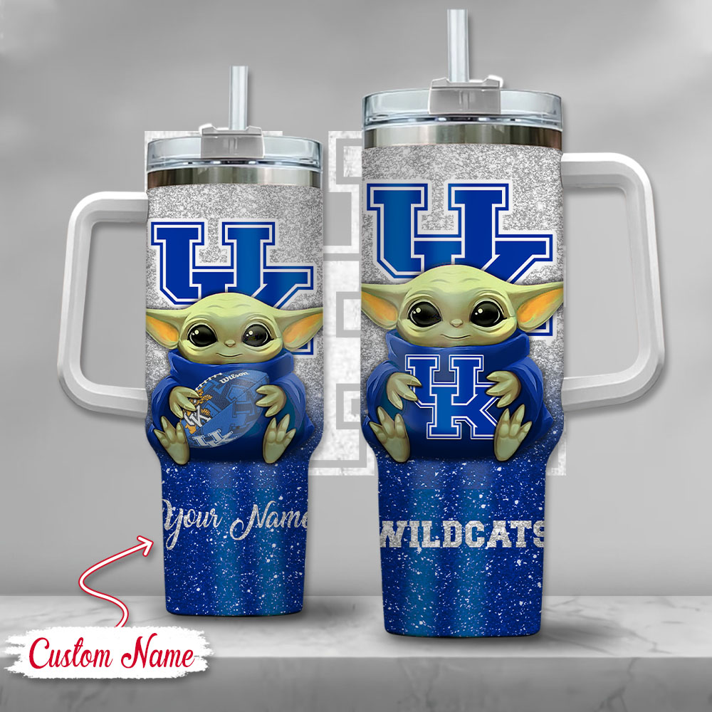 NCAA Kentucky Wildcats Baby Yoda Custom Stanley Cup 40 oz 30 oz Tumbler With Handle