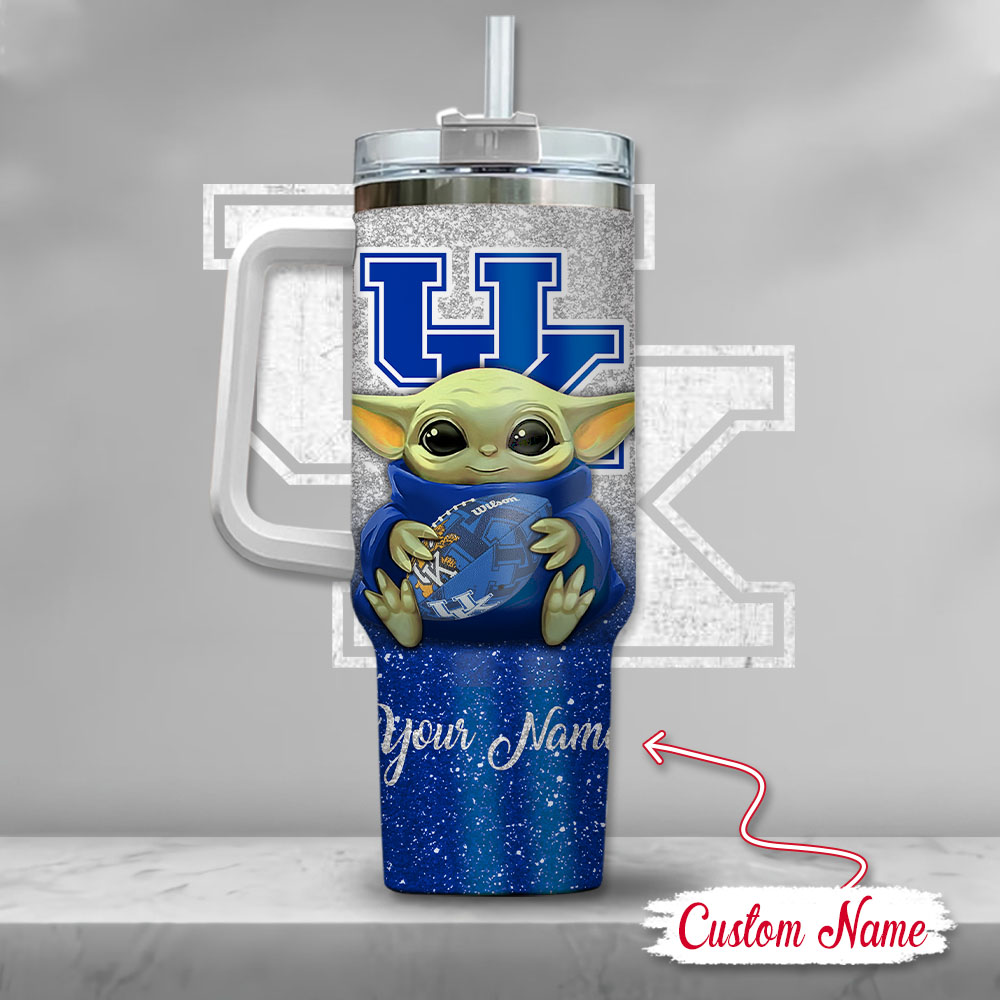 NCAA Kentucky Wildcats Baby Yoda Custom Stanley Cup 40 oz 30 oz Tumbler With Handle