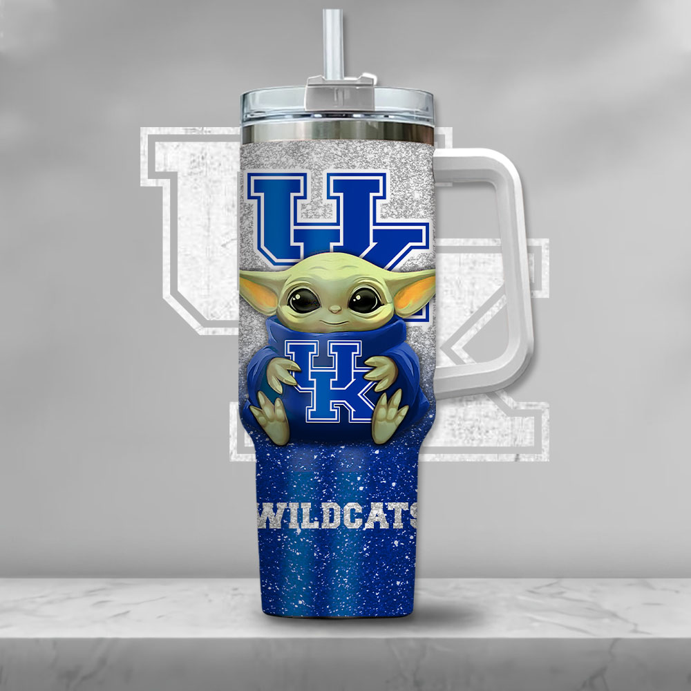 NCAA Kentucky Wildcats Baby Yoda Custom Stanley Cup 40 oz 30 oz Tumbler With Handle