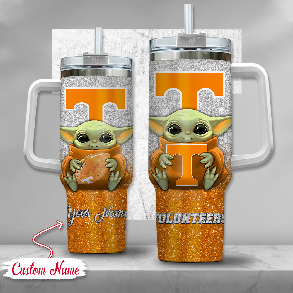 NCAA Tennessee Volunteers Baby Yoda Custom Stanley Cup 40 oz 30 oz Tumbler With Handle