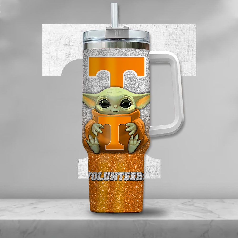 NCAA Tennessee Volunteers Baby Yoda Custom Stanley Cup 40 oz 30 oz Tumbler With Handle