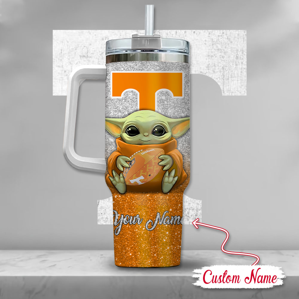 NCAA Tennessee Volunteers Baby Yoda Custom Stanley Cup 40 oz 30 oz Tumbler With Handle