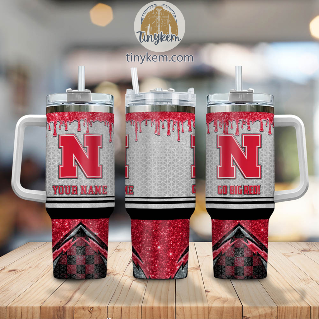 Nebraska Cornhuskers Glitter NCAA Custom Stanley Cup 40 oz 30 oz Tumbler With Handle