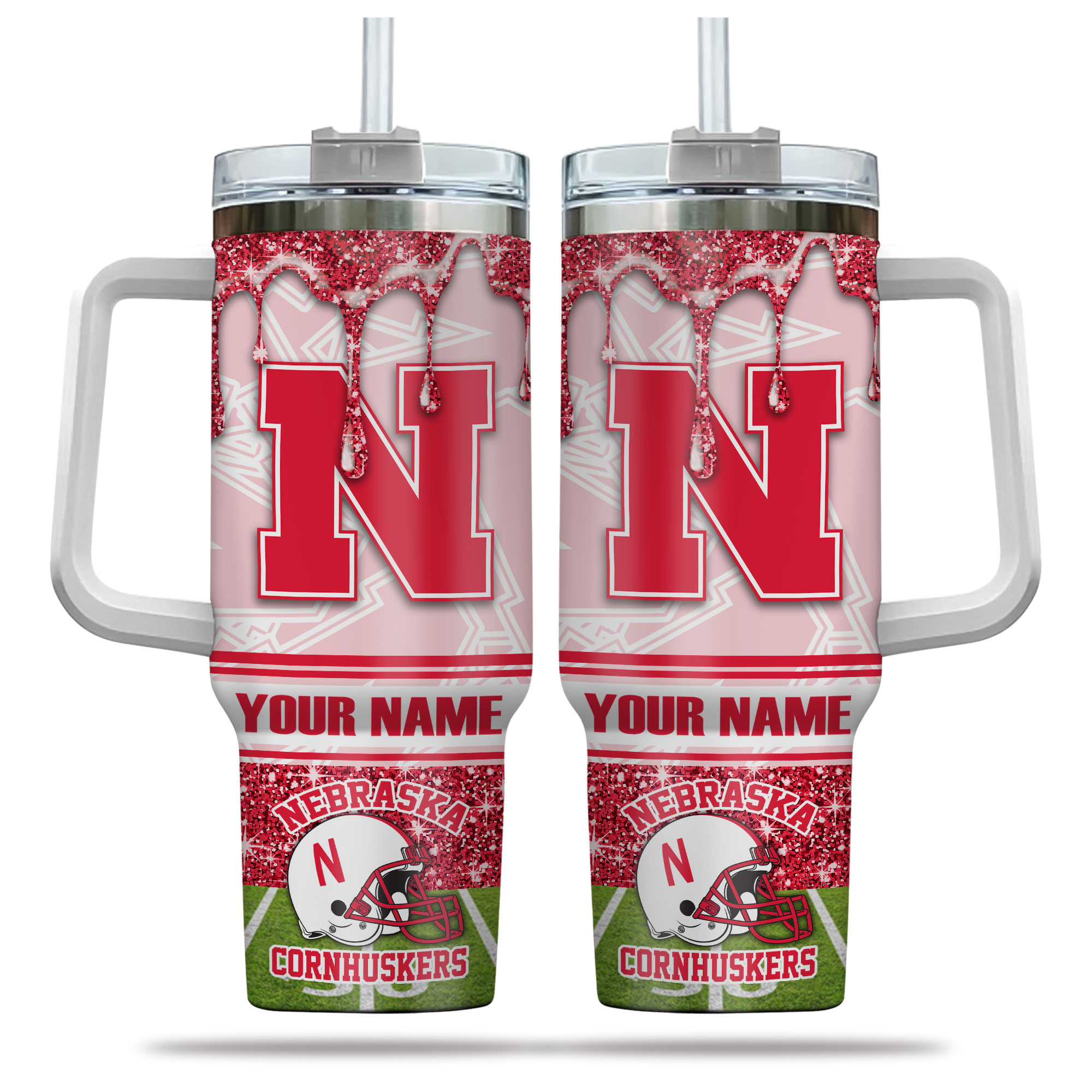 Nebraska Cornhuskers NCAA Glitter Custom Stanley Cup 40 oz 30 oz Tumbler With Handle