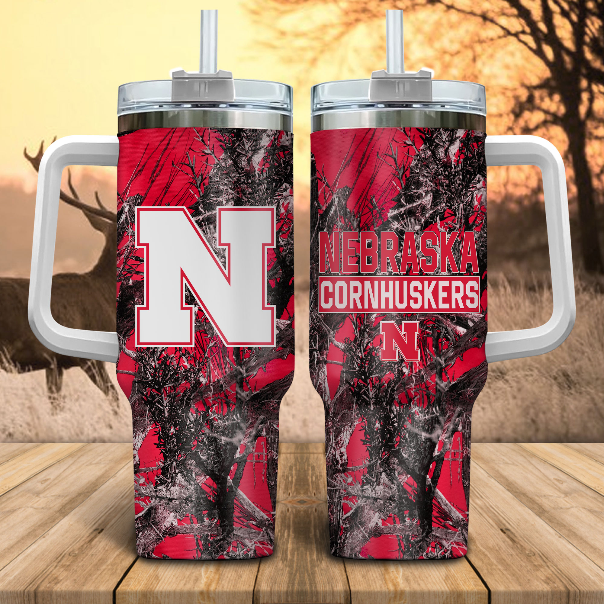 Nebraska Cornhuskers NCAA Hunting Custom Stanley Cup 40 oz 30 oz Tumbler With Handle