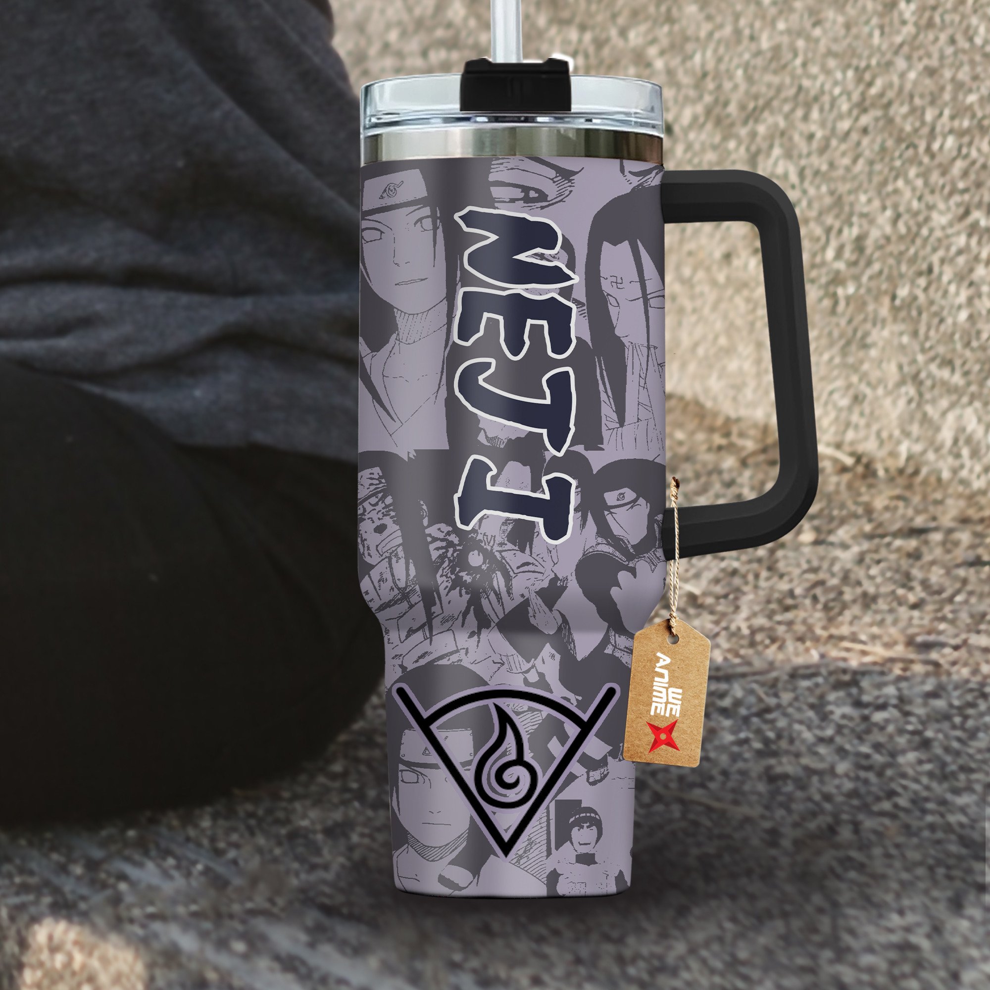 Neji Hyuga Naruto Anime Custom Stanley Cup 40 oz 30 oz Tumbler With Handle