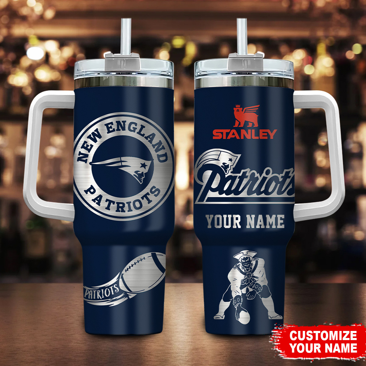 New England Patriots NFL Custom Stanley Cup 40 oz 30 oz Tumbler With Handle