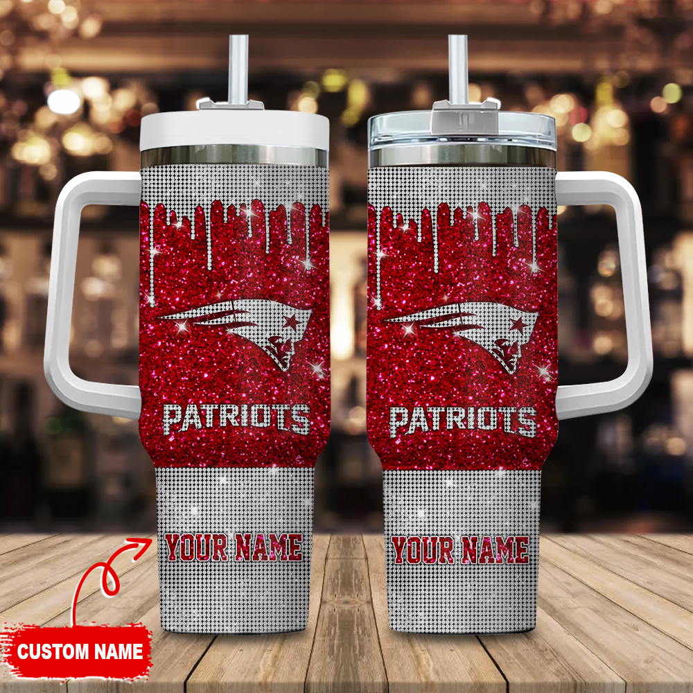 New England Patriots NFL Glitter Custom Stanley Cup 40 oz 30 oz Tumbler With Handle